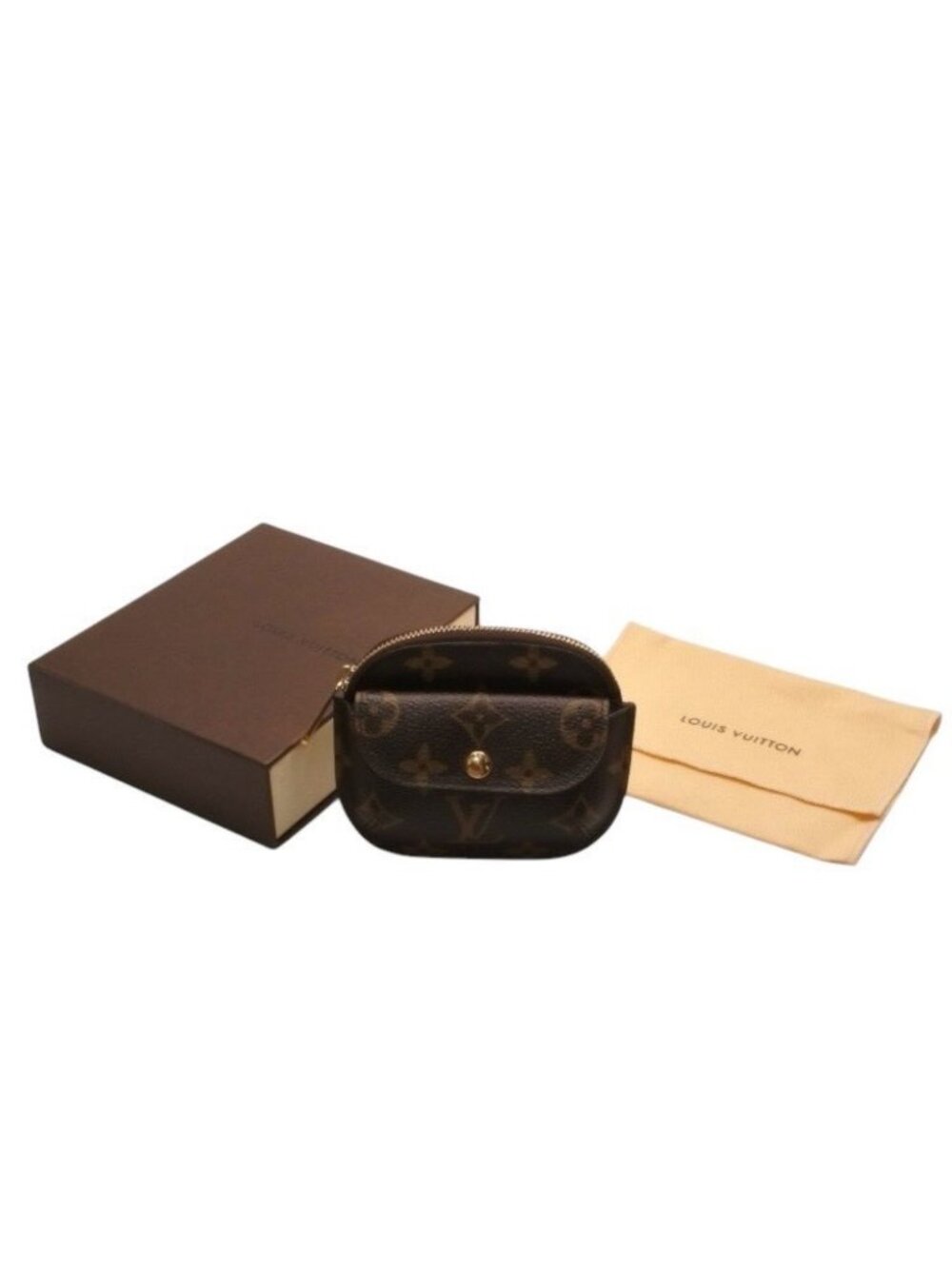 Louis Vuitton Porte Monnaie Ring Coin Purse Gold Brown